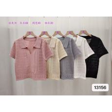 批发气质Polo领纹理<b class='q'>镂空</b>针织百搭短袖