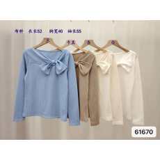 法式气质侧边蝴蝶结显瘦百搭长袖