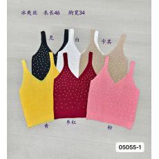 批发<b class='q'>欧美风</b>V领简约方格钻针织百搭背心