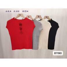 辣妹半高领立体花朵镂空宽松针织背心