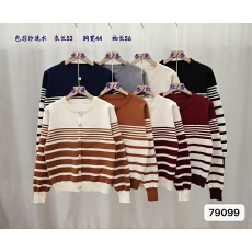 批发韩系圆领拼色<b class='q'>条纹</b>百搭长袖外套