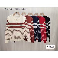 批发韩系<b class='q'>圆领</b>撞色条纹长袖<b class='q'>针织</b>刺绣<b class='q'>开衫</b>