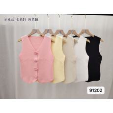 批发V领立体花朵无袖背心短款小衫甜辣妹