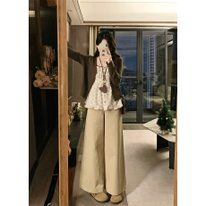 批发实拍～大码胖MM碎花吊带背心+针织开<b class='q'>衫</b>+高腰休闲工装<b class='q'>女</b>长裤三件套