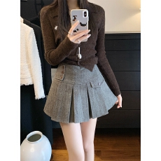 批发实拍～2026春小众复古格纹半身裙气质高腰显瘦百搭a字<b class='q'>短裙</b><b class='q'>百褶</b>裙