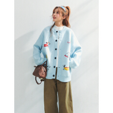 批发童趣腊肠狗刺绣毛衣外套女宽松慵懒高级感<b class='q'>针织</b><b class='q'>开衫</b>外搭