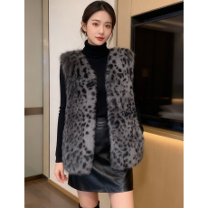 批发豹纹皮草马甲外套女秋冬2025新款外穿外搭高级感马夹背心上衣