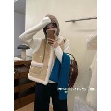 批发韩系花朵刺绣皮毛一体<b class='q'>马甲女</b>秋冬新款洋气温柔毛茸茸坎肩外套