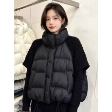 批发羽绒棉马甲女短款2026新款秋冬韩版宽松针织拼接立领坎肩马夹外套