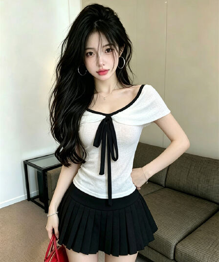있음 보호 여름 켜기 새로운 부드러운 바람 오프숄더 나비 넥타이 니트 스웨터 여성 연령 감소 오프숄더 맨위 여성