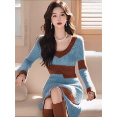 批发秋季<b class='q'>女装</b>毛衣裙子2025新款修身显瘦内搭打底气质针织连衣裙女秋冬