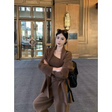 批发2026新款盐系穿搭一整套女慵懒风斜肩<b class='q'>背心</b><b class='q'>毛衣</b>开衫外套宽松阔腿裤
