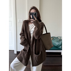 批发superniniyy 奶油栗子 绵羊毛兔毛男女可穿宽松绞花毛衣<b class='q'>针织</b><b class='q'>开衫</b>