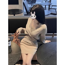 批发2026秋冬新品<b class='q'>女</b>装欧美风长袖套头V领针织衫<b class='q'>毛衣</b>吊带裙两件套装