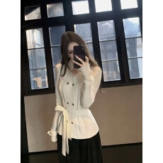 批发2026新款时尚真<b class='q'>兔毛</b>毛领针织开衫女气质麻花<b class='q'>毛衣</b>外套上衣针织外套