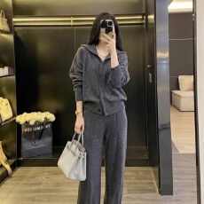 批发2026新款针织开衫阔腿裤两件套女休闲慵懒风<b class='q'>毛衣外套</b>长裤套装宽松