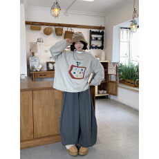 批发实拍  复古宽松长袖毛衣+白长袖T+加绒长<b class='q'>裤</b>