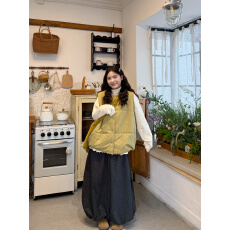 批发实拍实价  宽松夹棉马甲+长袖打底T+格子长裤