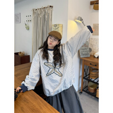 批发实拍实价 复古刺绣宽松加厚套头卫衣+加绒裤子