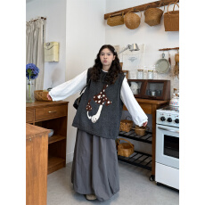 批发实拍实价  复古针织马甲+长袖T+灯笼裤