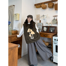 批发实拍实价  棕色宽松针织<b class='q'>马甲</b>+白长袖T+长裤