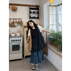 批发实拍   无袖波点背心<b class='q'>花苞</b>裙+短袖T+牛仔裤