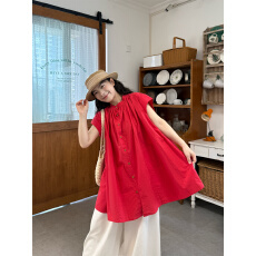 批发实拍 宽松短袖衬衫+木耳边裤