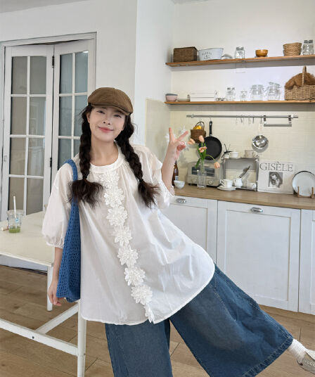 실사 반팔 꽃 셔츠 청바지