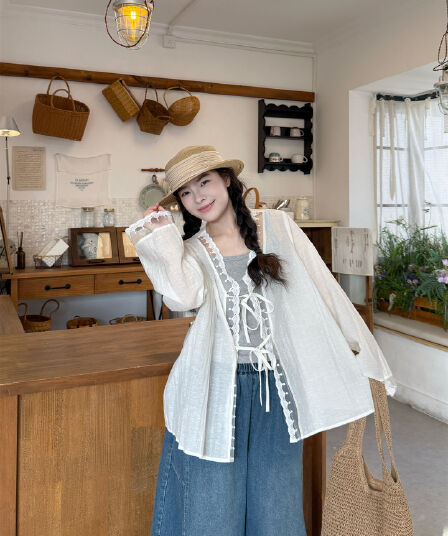 실사 자외선 차단 오픈 가디건 청바지