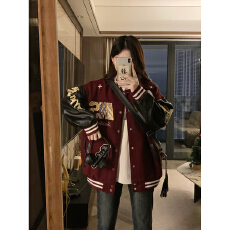 批发国潮<b class='q'>民族风</b>编织贴布绣花棒球服外套女2025秋季情侣夹克上衣