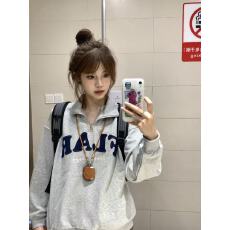 批发刺绣字母半拉链<b class='q'>翻领</b>卫衣女无帽上衣秋冬加绒