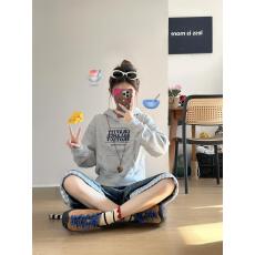 批发灰色字母印花套头连帽加绒加厚卫衣女秋季小个子百搭休闲显瘦上衣