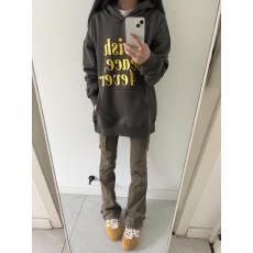 批发美式标语印花宽松情侣休闲国潮秋冬连帽卫衣套头帽衫