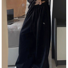 批发美式复古黑色运动裤女<b class='q'>秋</b>冬慵懒松弛感裤子潮牌hiphop阔腿裤休闲裤