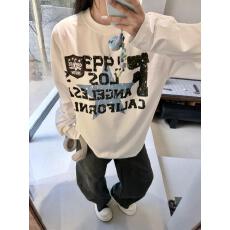 批发美式休闲设计感圆领宽松字母印花秋冬纯棉<b class='q'>长袖</b><b class='q'>T</b><b class='q'>恤</b>女hiphop打底衫