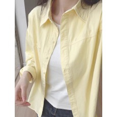 批发韩系chic港味黄色衬衫女防晒外套<b class='q'>夏季</b>2025年新款洋气独特别致上衣