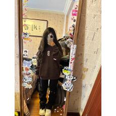 批发美式宽松连帽纯棉卫衣女加绒重磅字母印花百搭显瘦上衣