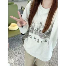 批发韩系慵懒复古人像图案圆领卫衣衫女秋季正肩<b class='q'>百搭</b>宽松通勤内搭上衣