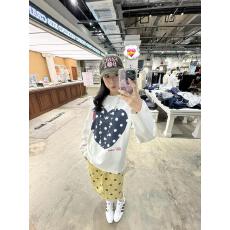 批发美式潮牌长袖t恤女秋季慵懒风波点大爱心打底衫情侣百搭纯棉上衣