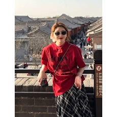 批发韩系穿搭夏季宽松字母印花短袖t恤女<b class='q'>装</b>独特设计感百搭上衣