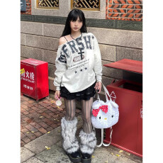 批发美式复古一字肩<b class='q'>长袖</b><b class='q'>t</b><b class='q'>恤</b>女春秋辣妹露肩宽松休闲套头上衣