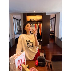 批发2026新款五分<b class='q'>袖</b>宽松<b class='q'>T</b><b class='q'>恤</b>女白色印花小个子上衣早春设计感