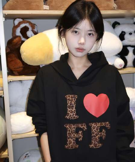 아메리칸 레트로 하트 레오파드 무늬 알파벳 프린트 후드 티 스웨터 여성 가을 겨울 새로운 루즈핏 느긋한 바람 재킷