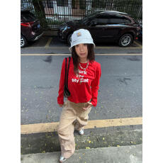 批发韩系小众简约字母印花修身显瘦T恤女春秋复古舒适<b class='q'>打底衫</b>长袖上衣