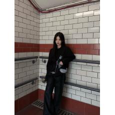 批发美式小众复古photo人像复古印花百搭宽松<b class='q'>纯棉</b>长袖T恤女上衣<b class='q'>打底衫</b>