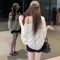 批发老钱风后背蕾丝边拼接T恤女夏季<b class='q'>宽松</b>显瘦薄款<b class='q'>蝙蝠衫</b>外穿防晒上衣