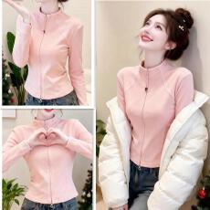 批发<b class='q'>休闲</b>风双拉链立领外套女2026春秋季新款修身显瘦女士保暖百搭上衣