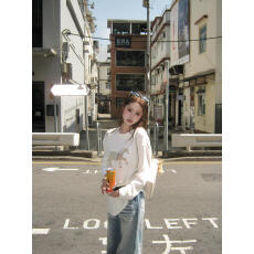 批发韩国ins小马印花宽松圆领长袖t恤女2026早春小众<b class='q'>休闲</b>风纯棉上衣潮