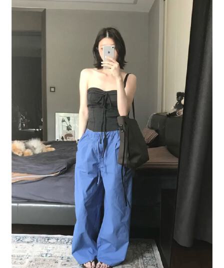 한 부서 chic 어두운 회색 나비 매듭 튜브탑 조끼 여성 여름 고급 센스 핫걸 섹시함 다용도 민소매 맨위