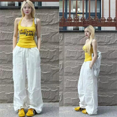 批发美式复古休闲<b class='q'>运动服</b>套装女学生夏季辣妹<b class='q'>修身</b>背心阔腿裤时尚两件套